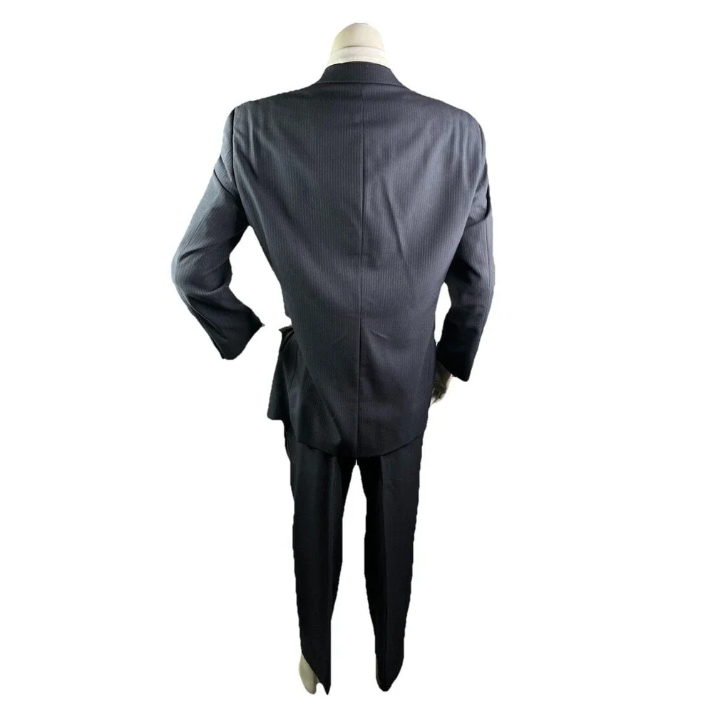 Mani Giorgio Armani Men Suit Navy Pencil Striped 40R 36x30 Jacket Pants Set